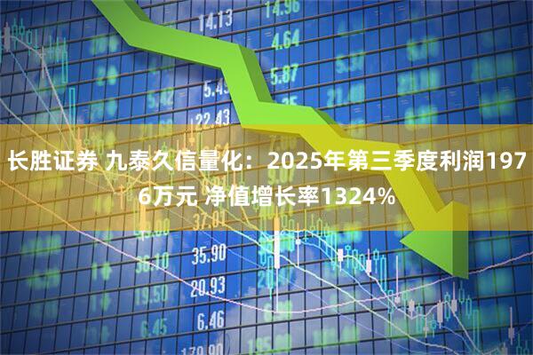 长胜证券 九泰久信量化：2025年第三季度利润1976万元 净值增长率1324%