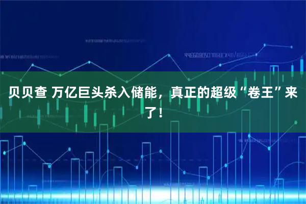 贝贝查 万亿巨头杀入储能，真正的超级“卷王”来了！